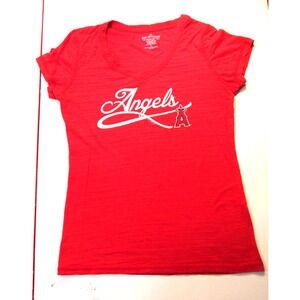 Soft As A Grape Los Angeles Angels T-Shirt Womens Large Red V-Neck MLB Baseball